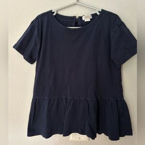 Crewcuts J.crew Navy Blue Peplum Top grosgrain bow detail size 6-7